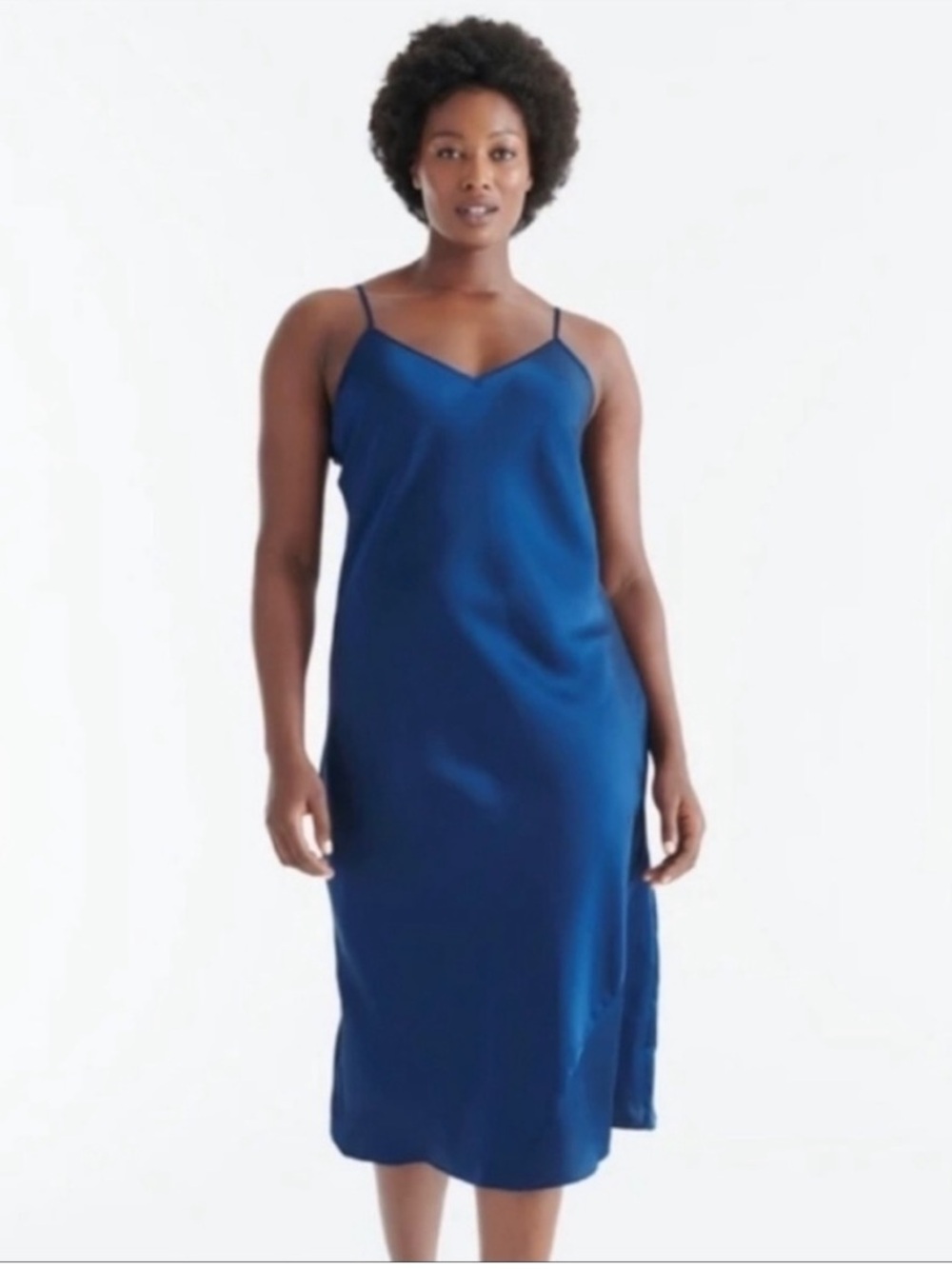 Knix papaya slip dress in sapphire blue